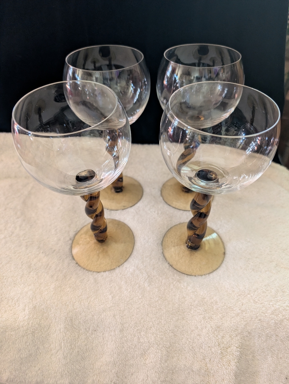 Set of 4 . 8 Available Twisted Stem Wine Goblets - Amber Twist